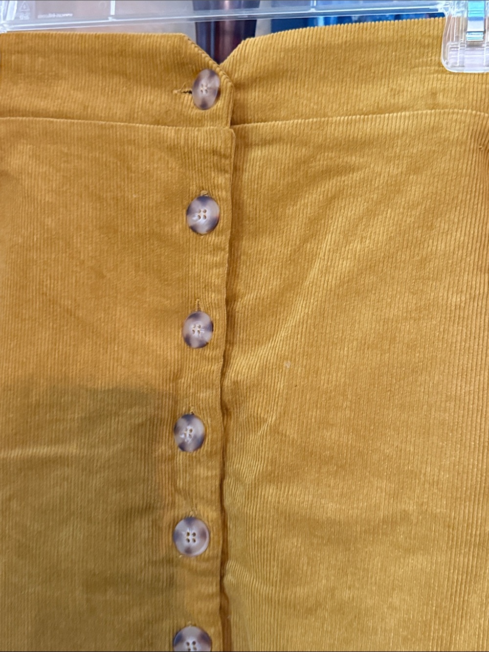 june & hudson Mustard Corduroy A-Line Button-Front Skirt with Tie - Picture 4 of 10